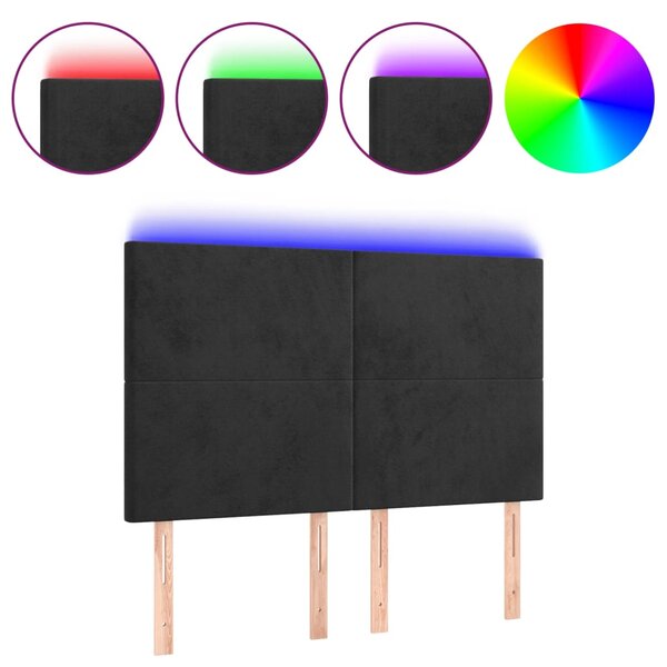 vidaXL Tête de lit à LED Noir 144x5x118/128 cm Velours
