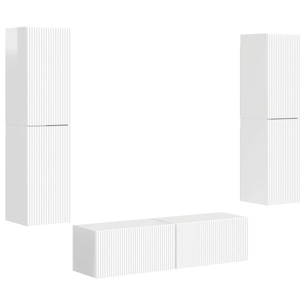 vidaXL Ensemble meuble TV 6 Pièces Blanc brillant Bois d'ingénierie