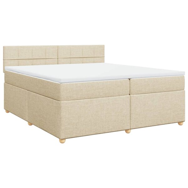 vidaXL Sommier à lattes de lit avec matelas Crème 200x200 cm Tissu