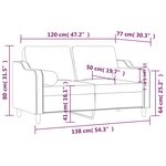 vidaXL Canapé 2 places avec oreillers bordeaux 120 cm tissu