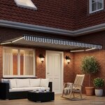 vidaXL Store rétractable manuel avec LEDs Anthracite et blanc 4 × 3 m