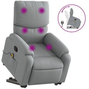 vidaXL Fauteuil de massage inclinable Gris clair Tissu