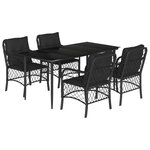 vidaXL Ensemble à manger de jardin coussins 5Pièces Noir Résine tressée