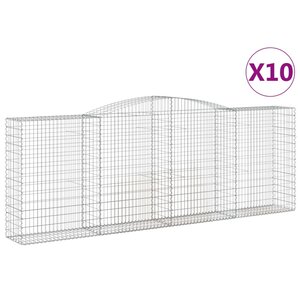 vidaXL Paniers à gabions arqués 10 Pièces 400x50x140/160 cm Fer galvanisé