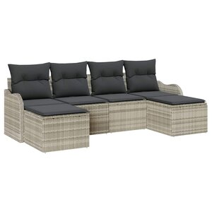 vidaXL Ensemble de canapé de jardin 6 Pièces Gris clair Poly rotin
