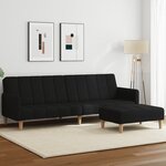 vidaXL Canapé-lit à 2 places avec repose-pied noir tissu