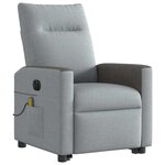 vidaXL Fauteuil inclinable de massage électrique Gris clair Tissu