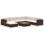 vidaXL Salon de jardin 8 Pièces avec coussins résine tressée marron