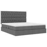 vidaXL Lit de rangement LED avec matelas Gris foncé 200 x 200 cm Tissu