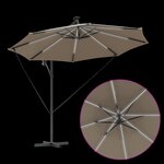 vidaXL Parasol banane à mât déporté Taupe 294 x 294 x 248 cm