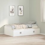 vidaXL Cadre de lit avec rangement Blanc 90 x 200 cm Bois d'ingénierie