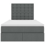 vidaXL Lit de rangement LED avec matelas Gris foncé 120 x 190 cm Tissu