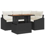 vidaXL Ensemble de salle à manger pour jardin 5 Pièces Noir et Crème