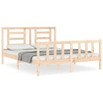 vidaXL Cadre de lit avec tête de lit king size bois massif
