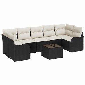 vidaXL Ensemble de canapé de jardin 8 Pièces Noir 55 x 55 x 37 cm