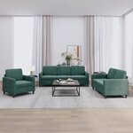 vidaXL Ensemble de canapés 3 Pièces vert foncé velours