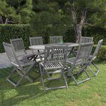 vidaXL Ensemble à manger de jardin 9 Pièces Bois d'acacia massif Gris
