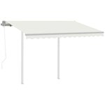 vidaXL Auvent rétractable automatique et poteaux 3x2 5 m Crème