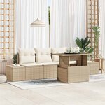 vidaXL Ensemble de canapé de jardin avec coussin 5 Pièces Beige  Crème