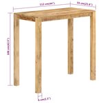vidaXL Table de bar 112x55x108 cm Bois de manguier massif