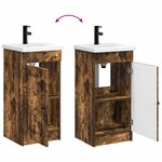 vidaXL Meuble de salle de bain avec évier Chêne fumé 42 x 40 x 84 5 cm