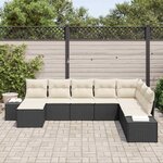 vidaXL Ensemble de canapé de jardin 8 Pièces Noir et Crème polyrotin