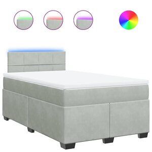 vidaXL Sommier à lattes de lit et matelas gris clair 120x190cm velours