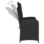 vidaXL Banc inclinable de jardin avec coussins noir résine tressée