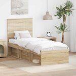 vidaXL Cadre de lit Chêne Sonoma 75 x 190 cm Bois de pin massif