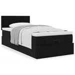 vidaXL Cadre de lit ottoman avec matelas noir 90x190 cm velours