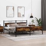 vidaXL Cadre de lit en métal sans matelas chêne fumé 200x200 cm