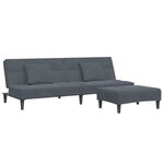 vidaXL Canapé-lit à 2 places avec repose-pied gris foncé velours