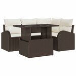 vidaXL Ensemble de canapé de jardin 5 Pièces Marron Poly rotin