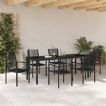 vidaXL Ensemble de salle à manger pour jardin 7 Pièces Noir