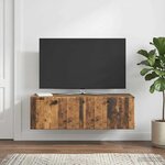 vidaXL Meuble TV mural 98 x 41 x 30 cm Bois ancien Bois d'ingénierie