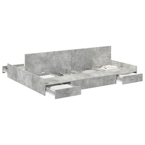 vidaXL Cadre de lit avec rangement avec tiroir Gris béton 140 x 200 cm