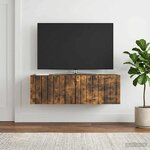 vidaXL Meuble TV mural 98 x 31 x 30 cm Chêne fumé Bois d'ingénierie