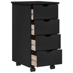 vidaXL Cabinet roulant 34 x 39 x 65 5 cm Bois de Pin Massif Noir