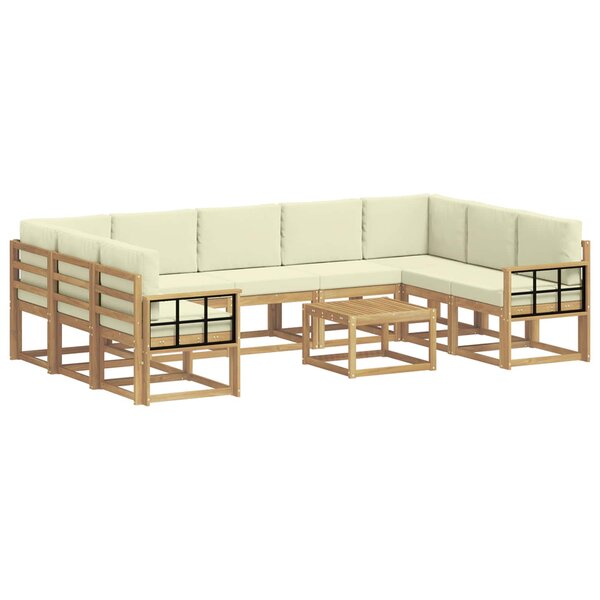 vidaXL Ensemble de canapés d'extérieur 10 pc Blanc et crème Polyester