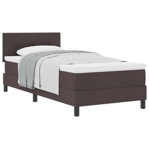vidaXL Lit à ressorts avec tête de lit Marron foncé 90 x 200 cm tissu