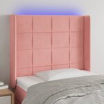 vidaXL Tête de lit à LED Rose 93x16x118/128 cm Velours
