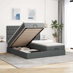 VidaXL Cadre de lit ottoman avec matelas gris foncé 200x200cm tissu