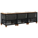 vidaXL Canapé de jardin avec coussins 3 places noir résine tressée
