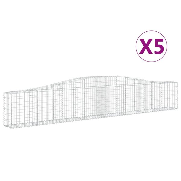 vidaXL Paniers à gabions arqués 5 Pièces 400x30x60/80 cm Fer galvanisé