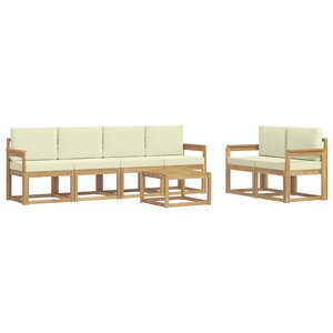 vidaXL Ensemble de canapés d'extérieur 7 pc Blanc et crème