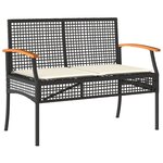 vidaXL Salon de jardin 4 Pièces avec coussins Noir Résine tressée