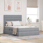 vidaXL Lit avec rangement et matelas Gris clair 140 x 200 cm Polyester