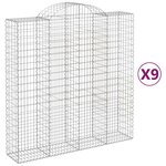 vidaXL Paniers à gabions arqués 9 Pièces 200x50x200/220 cm Fer galvanisé