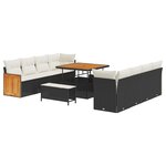 vidaXL Ensemble de canapé de jardin avec coussin 11 Pièces Noir et Crème