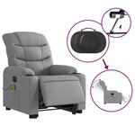 vidaXL Fauteuil inclinable de massage électrique Gris clair Tissu